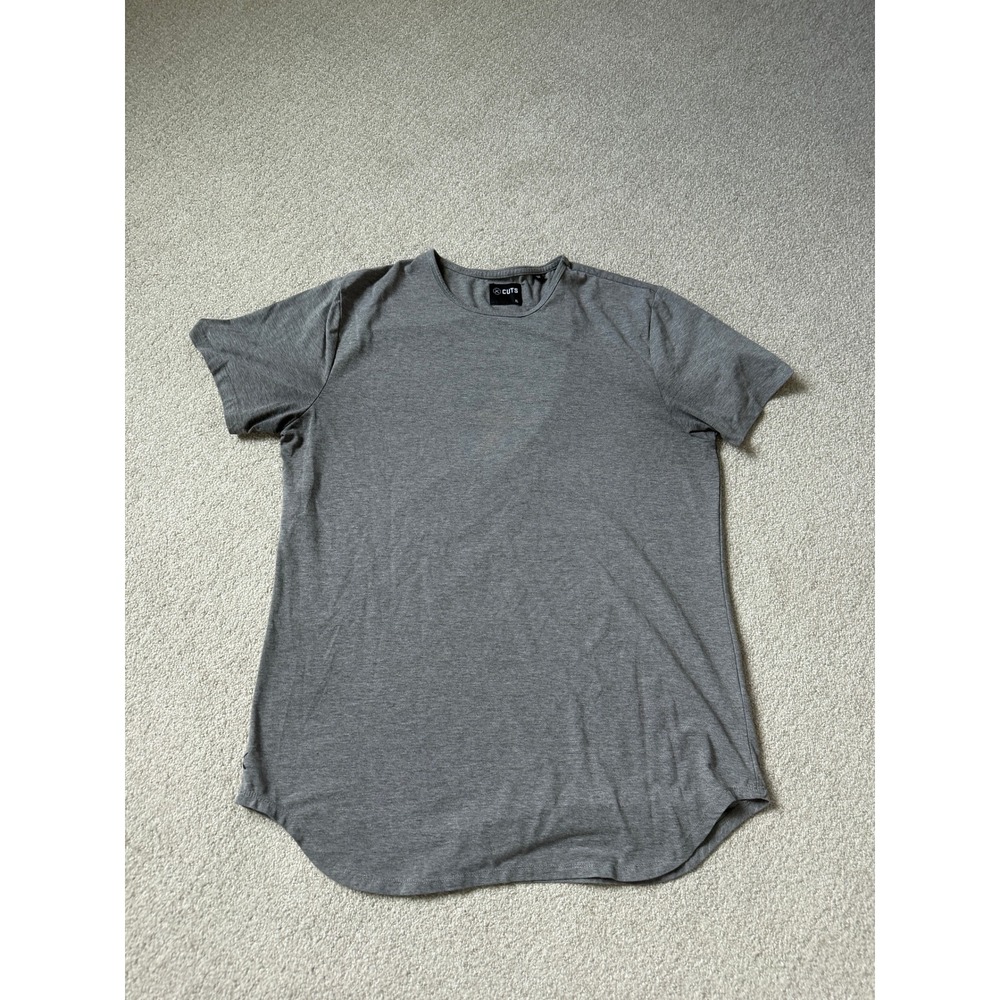 Cuts Minimalist T-Shirt Size XL Grey‎ Curved Hem